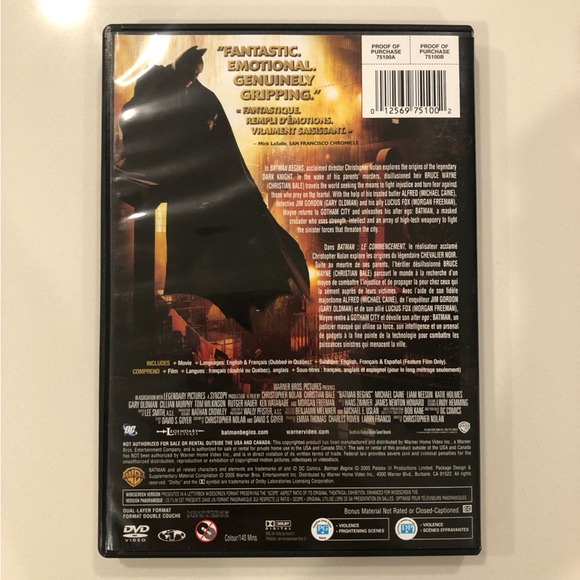 Batman Begins (2005) DVD - Picture 2 of 2